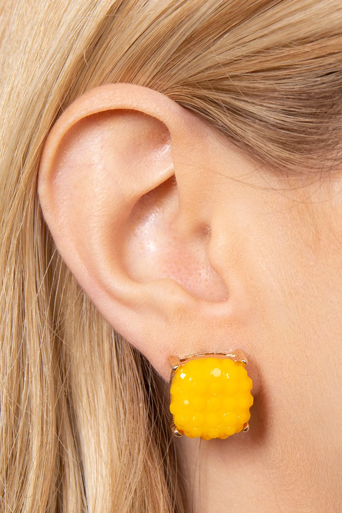 ROUND CUSHION RHINESTONE STUD EARRINGS
