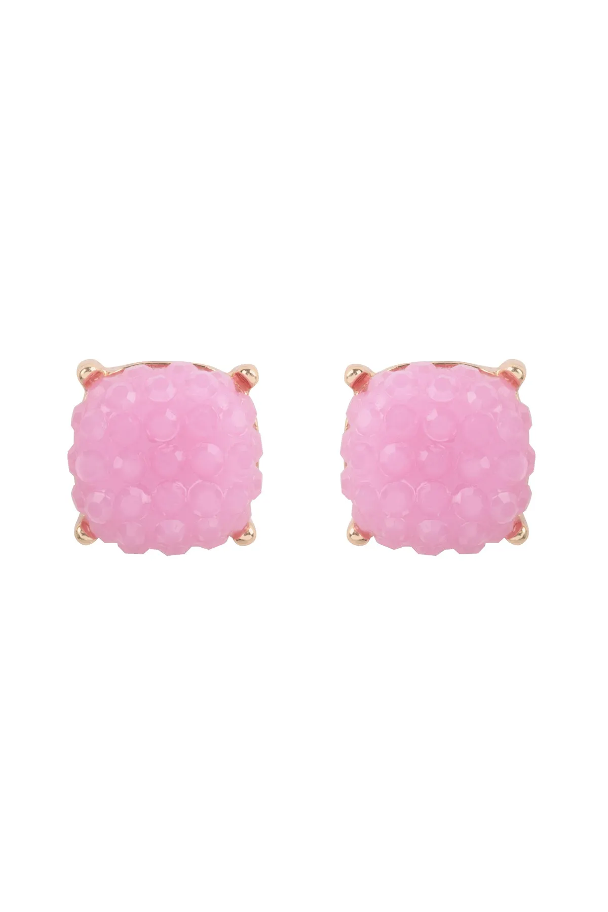 ROUND CUSHION RHINESTONE STUD EARRINGS