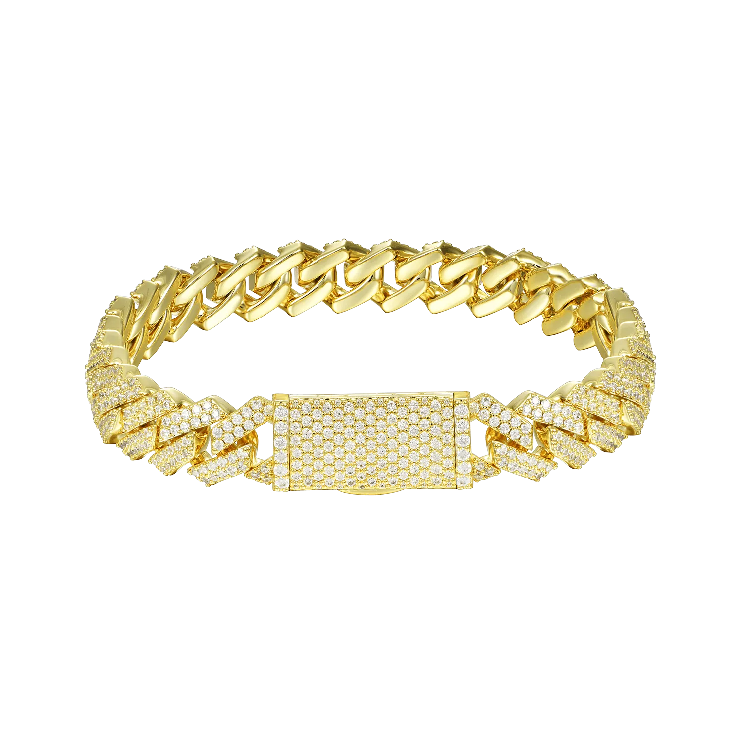 Round Cut Prong Cuban Link Bracelet - 10mm