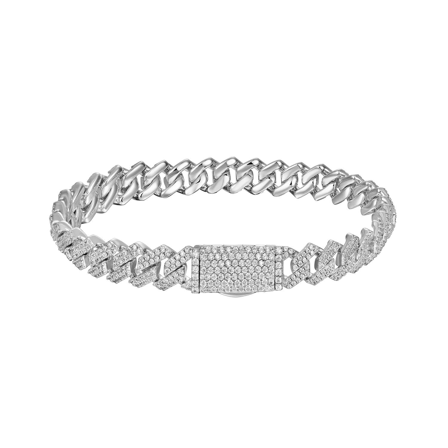 Round Cut Prong Cuban Link Bracelet - 8mm