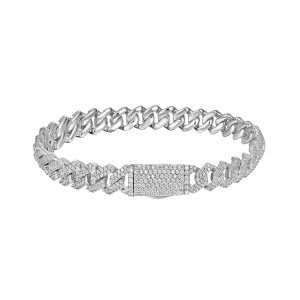 Round Cut Prong Cuban Link Bracelet - 8mm