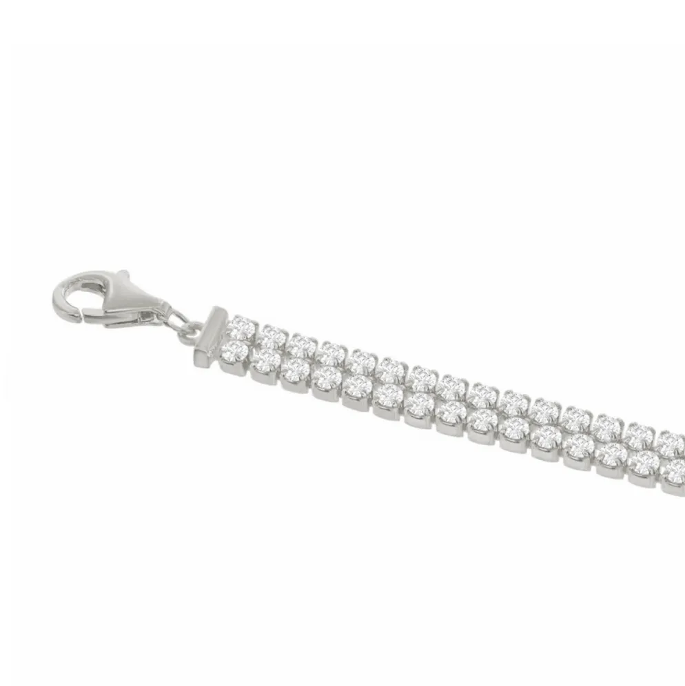 Round Double Row Tennis Bracelet