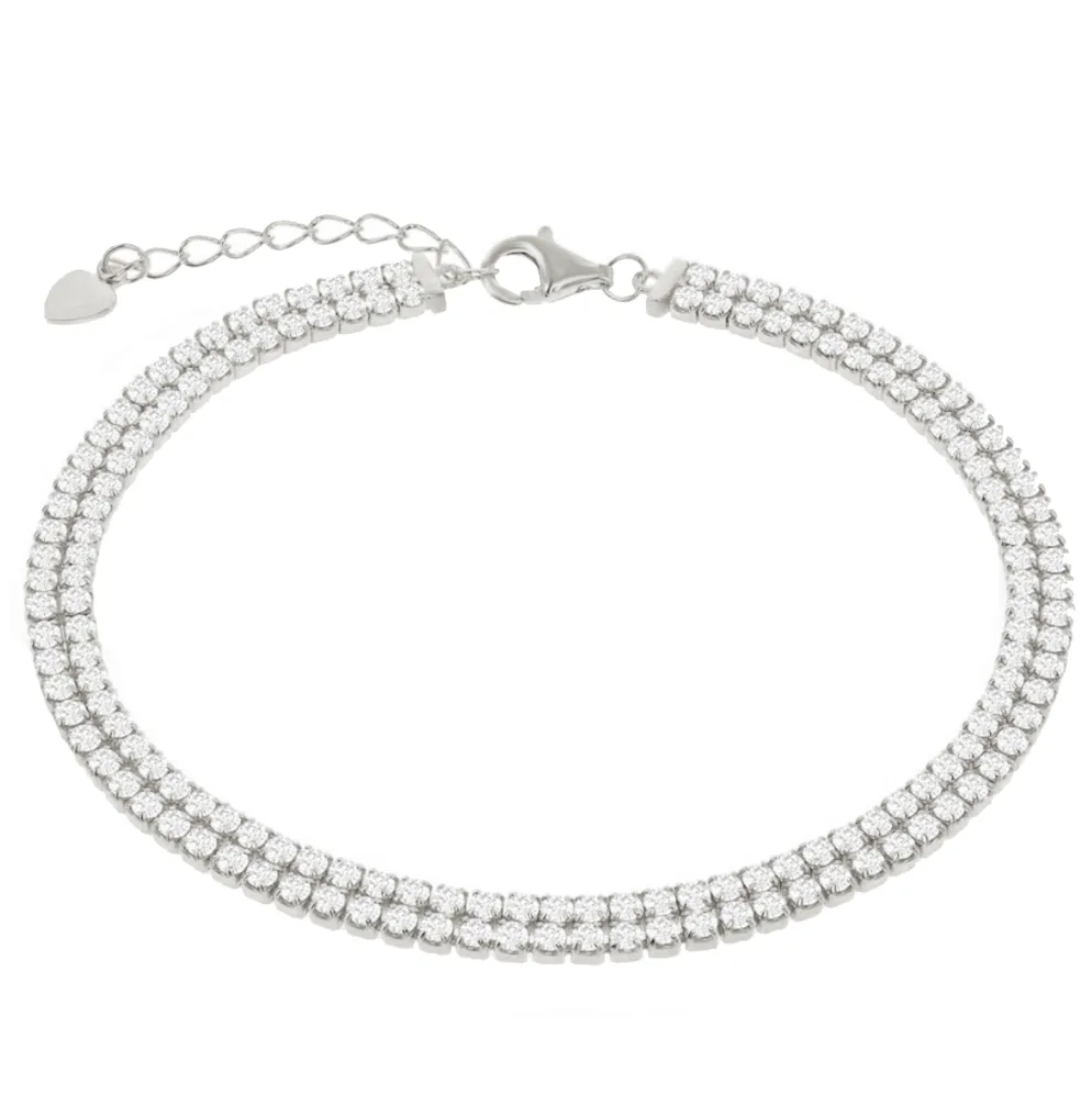 Round Double Row Tennis Bracelet