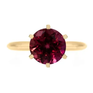 Round Ruby 14K or 18K Yellow Gold 6 Prongs Solitaire Ring