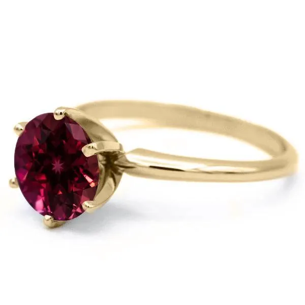 Round Ruby 14K or 18K Yellow Gold 6 Prongs Solitaire Ring