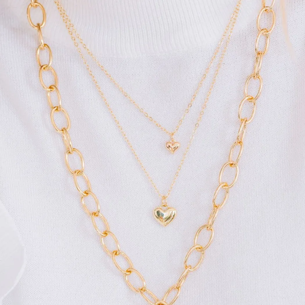 Round Two Heart Layered Necklace