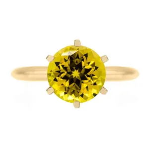 Round Yellow Sapphire 14K or 18K Yellow Gold 6 Prongs Solitaire Ring