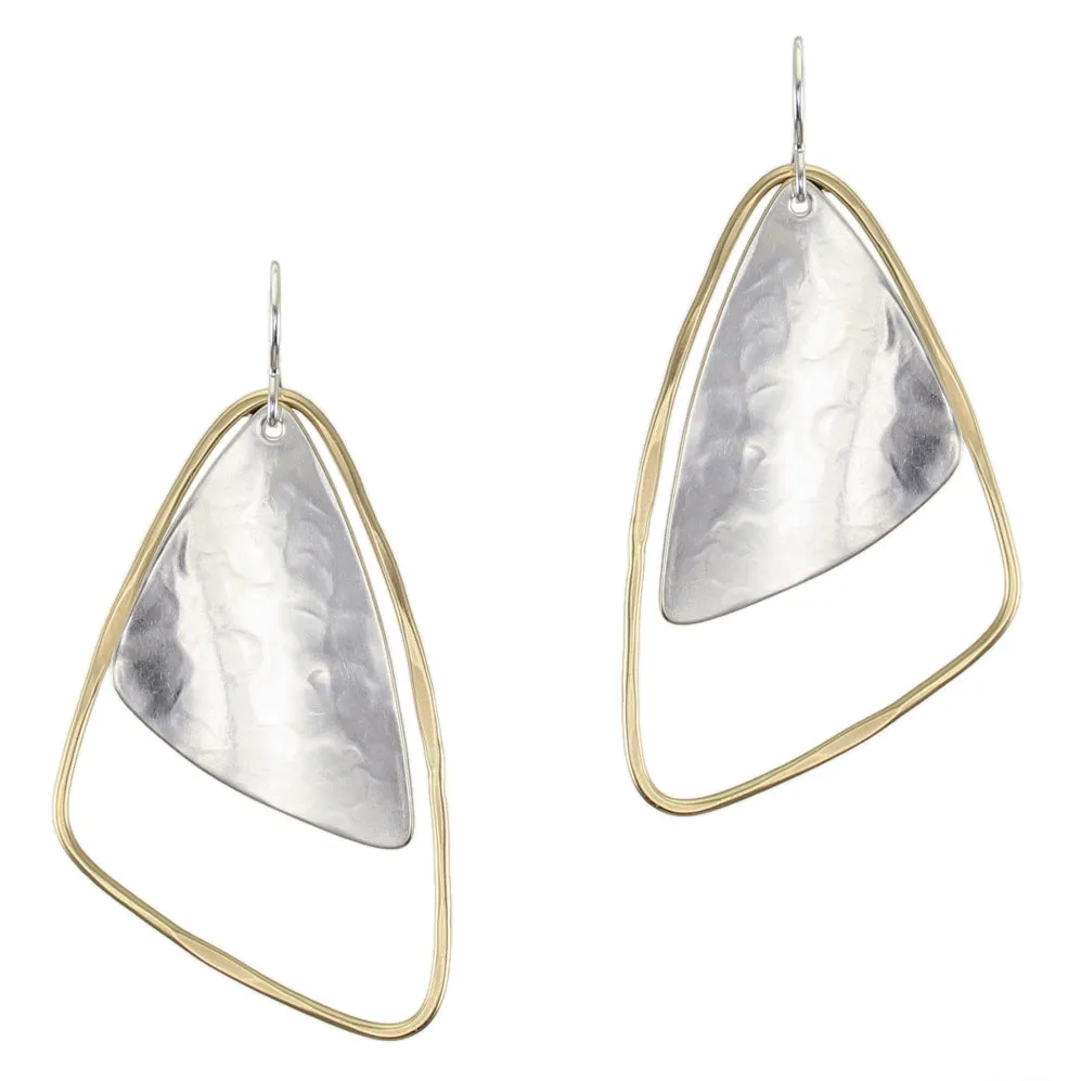 Rounded Triangles with Triangular Rings Wire Earrings