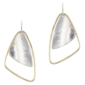 Rounded Triangles with Triangular Rings Wire Earrings