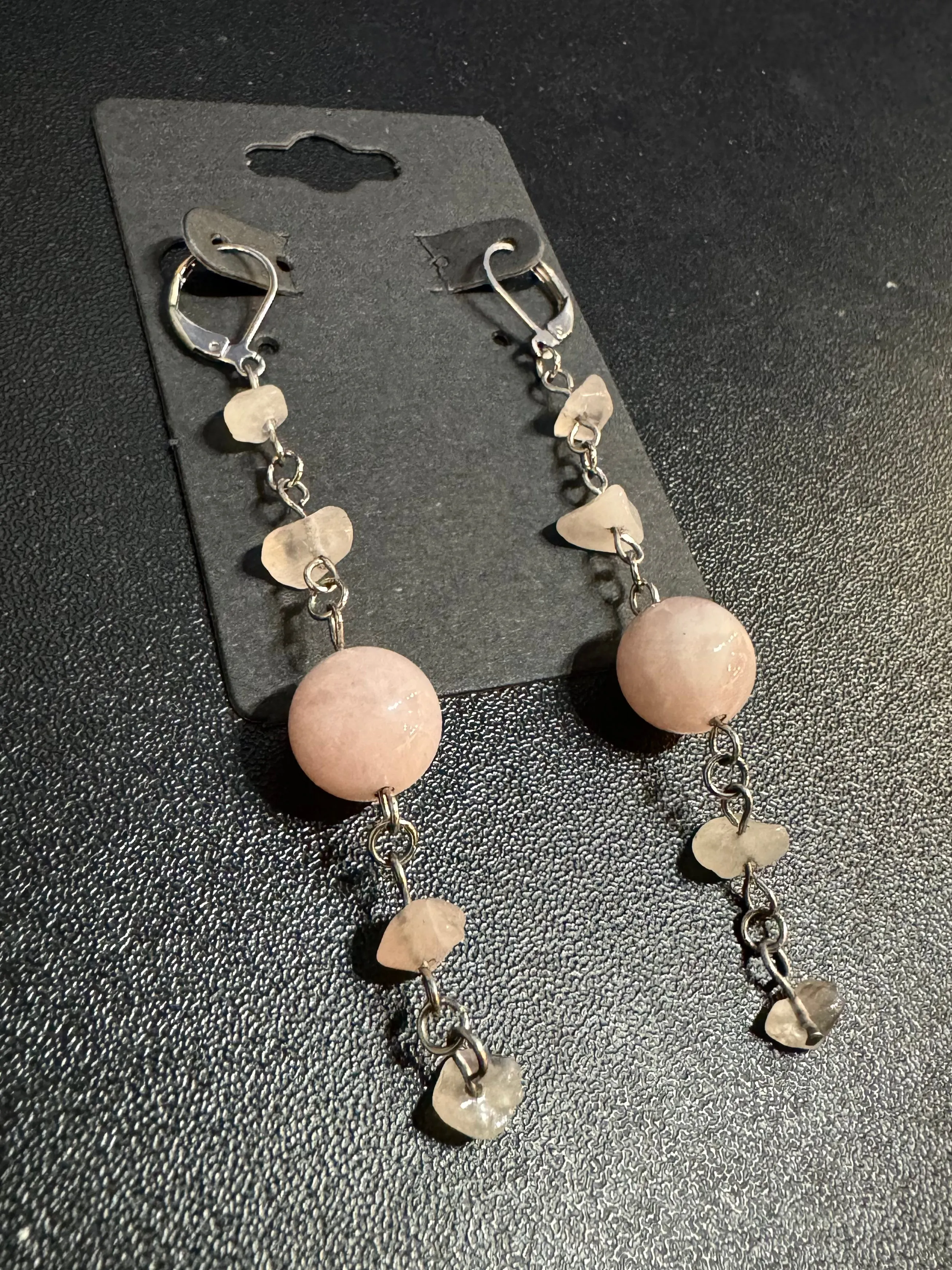 Sacred Lynx Pink Eclipse Earrings: Rose Quartz