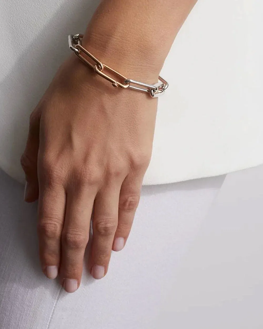 Saxon Elongated Sterling Silver Chain Link Bracelet