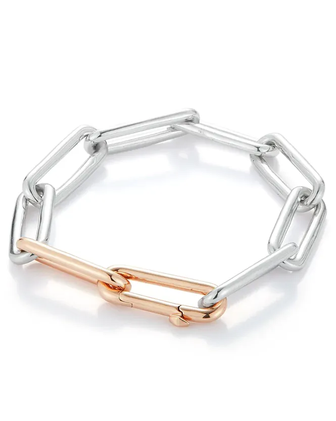 Saxon Elongated Sterling Silver Chain Link Bracelet