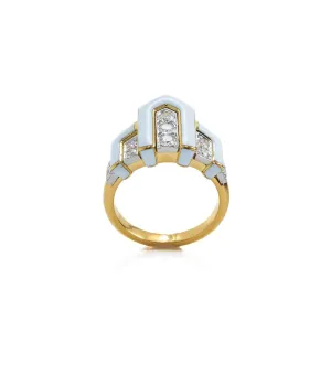 Scape Ring, White Enamel
