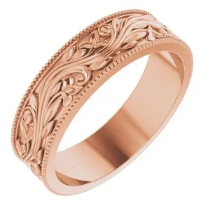 Sculptural-Inspired Band with Milgrain 51877 - 6 mm