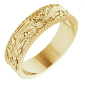 Sculptural-Inspired Band with Milgrain 51877 - 6 mm