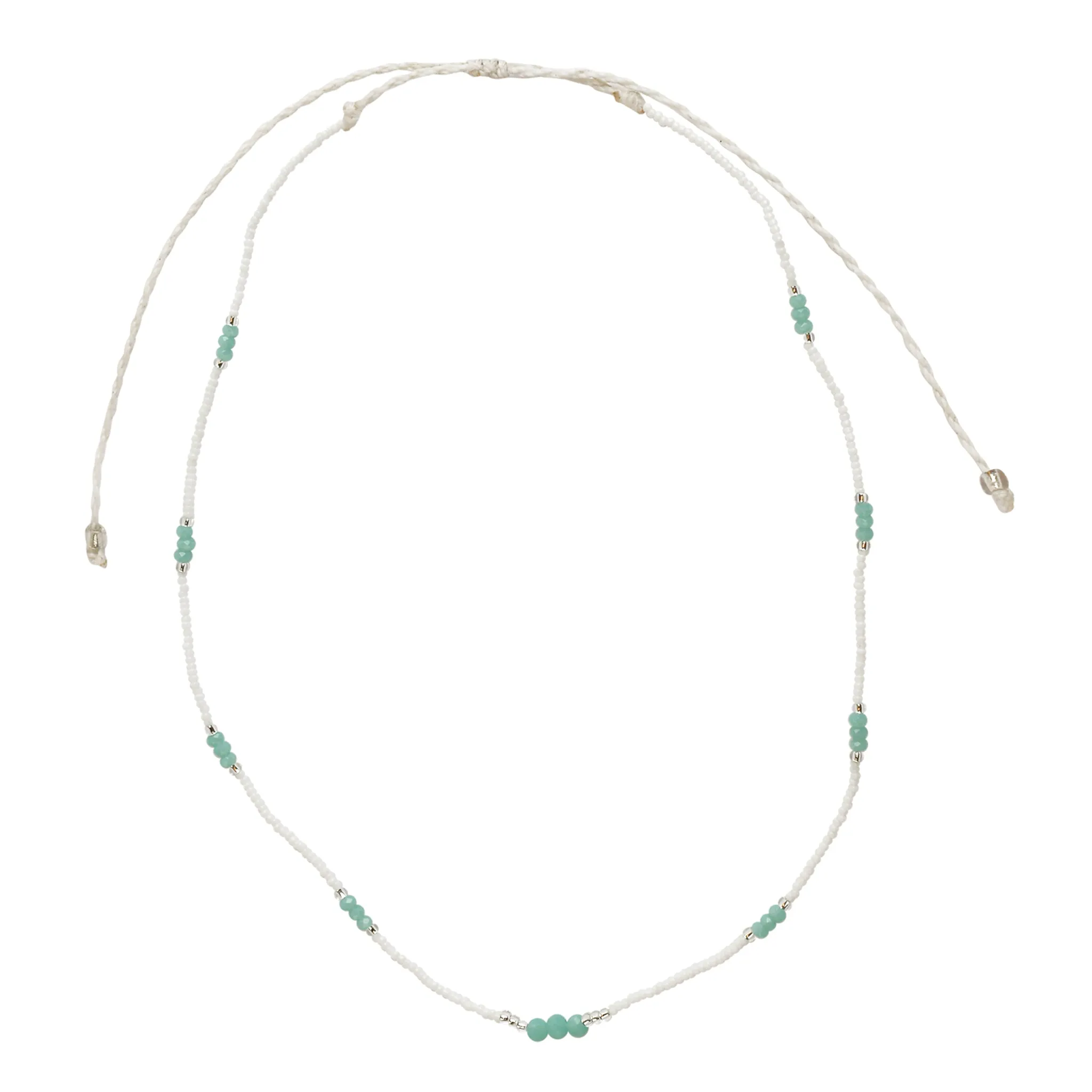 Seed Bead & Faceted Bead Handmade Wax Cord Necklace