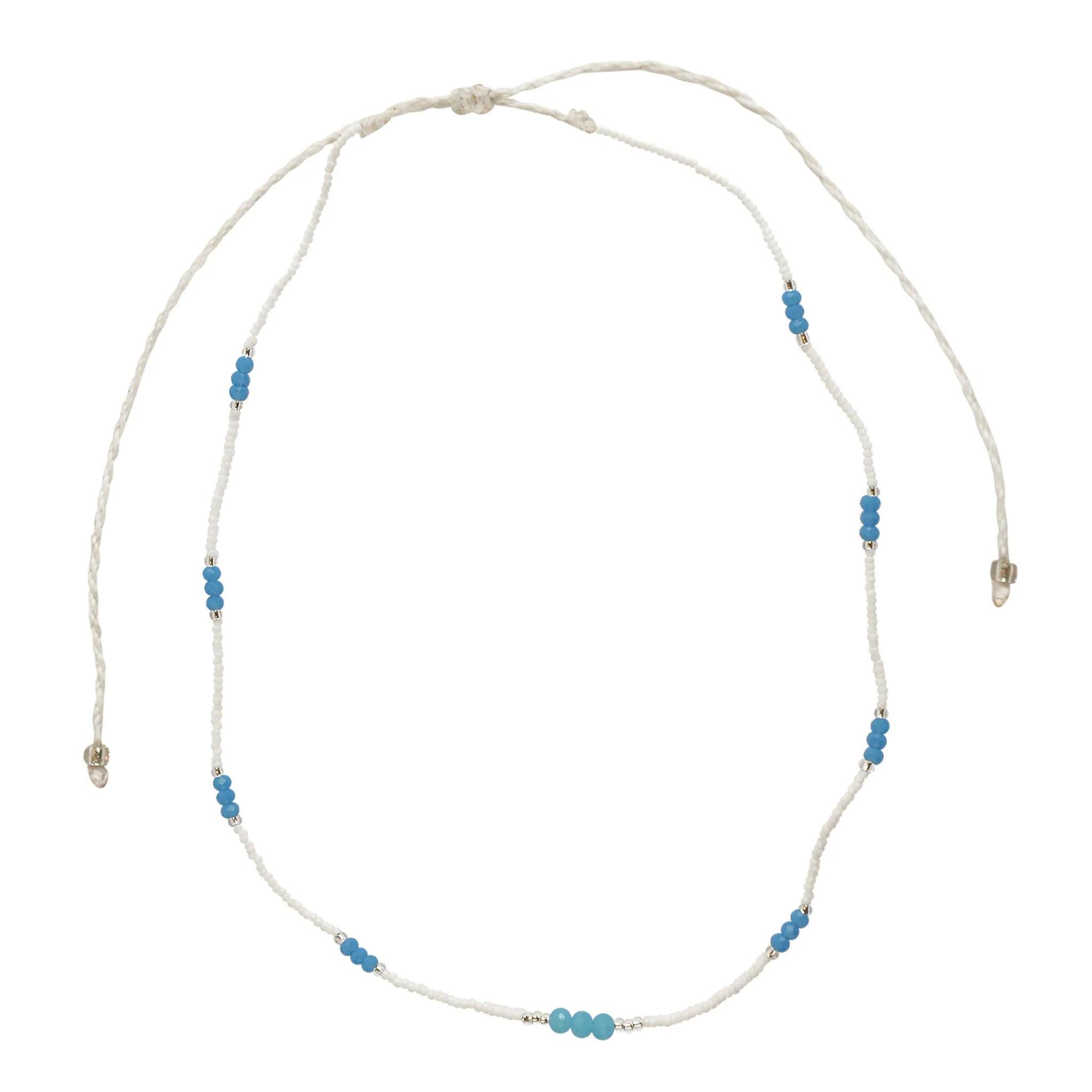 Seed Bead & Faceted Bead Handmade Wax Cord Necklace