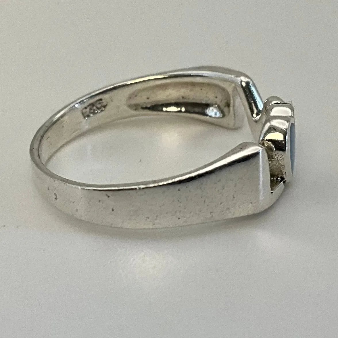 *select a size* sterling silver 'LOVE' enamel synthetic turquoise ring