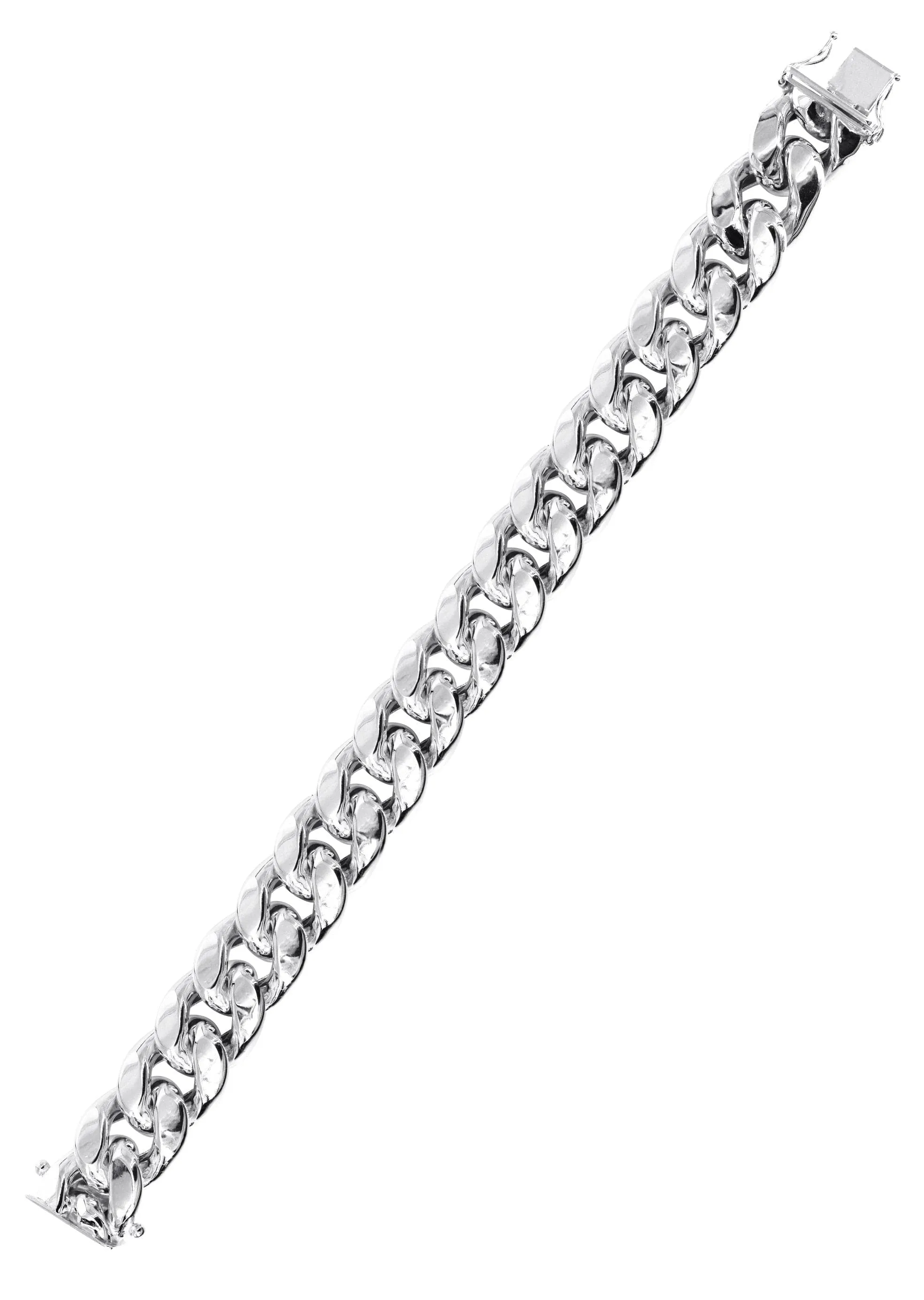 Semi Solid  Mens Miami Cuban Link Bracelet 10K/14K White Gold