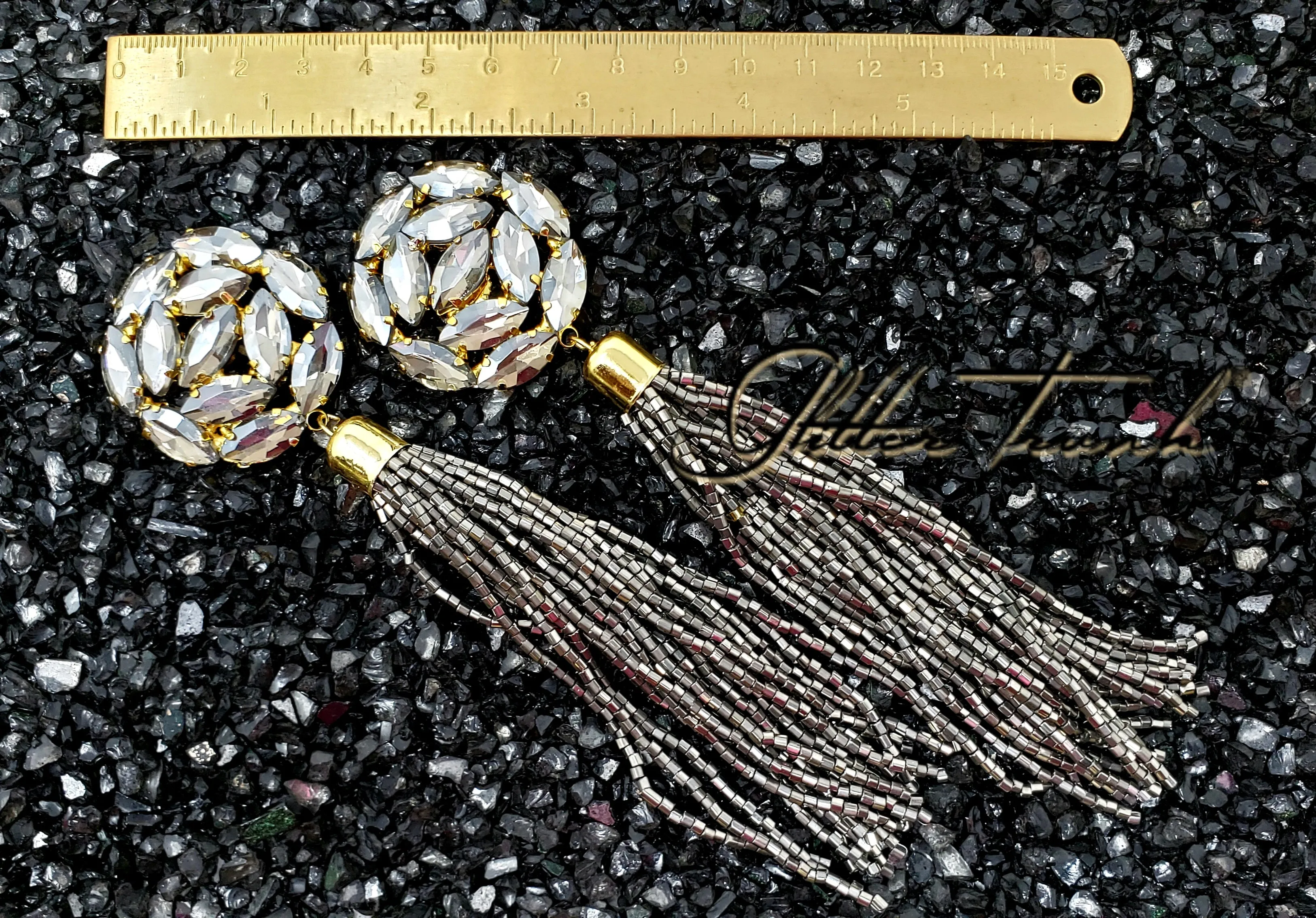 Shaili Long Crystal Tassel Earrings