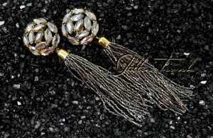 Shaili Long Crystal Tassel Earrings