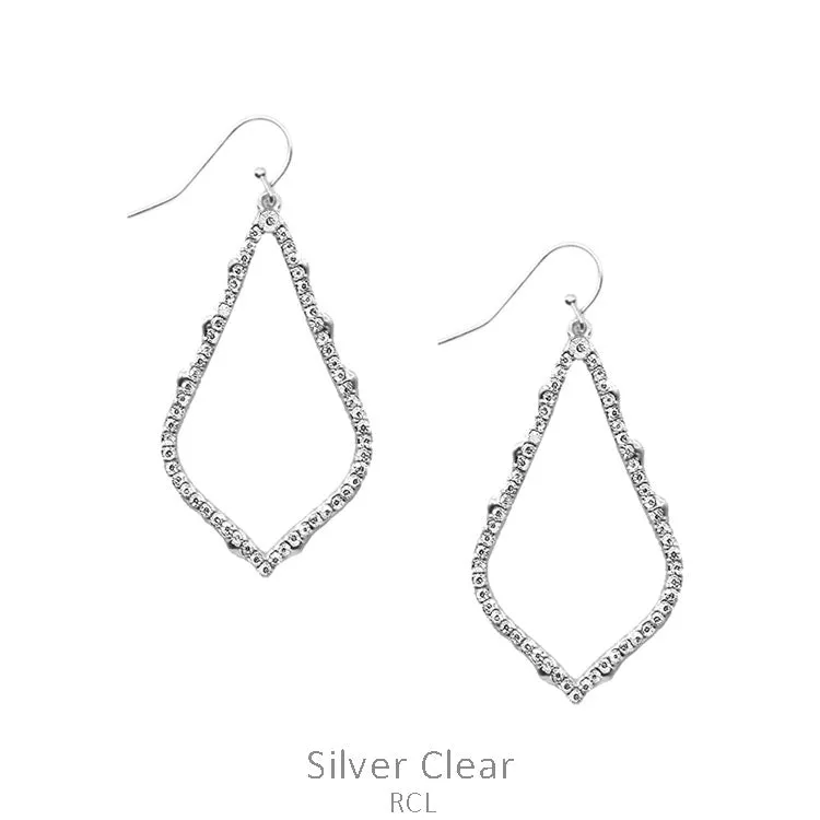 Silver Bling Rhinestone outline earrings