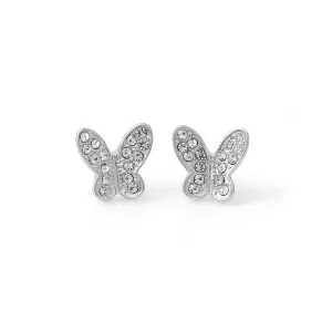 SILVER BUTTERFLY CRYSTAL  EARRINGS #HNE89311SLCR (OE18)