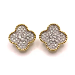 Silver Clover with Rhinestone Earrings