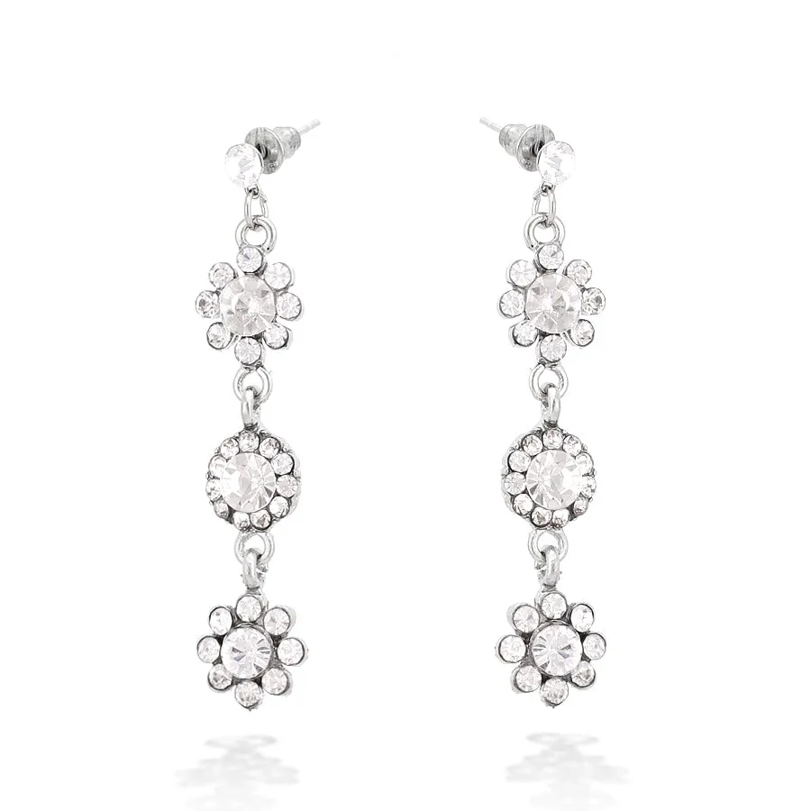 SILVER CRYSTAL EARRINGS  #FW5521-R-09 (OD22)