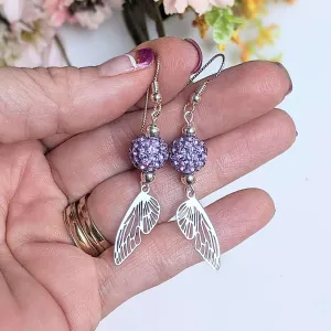 Silver Fairy/Butterfly Wing dangle earrings