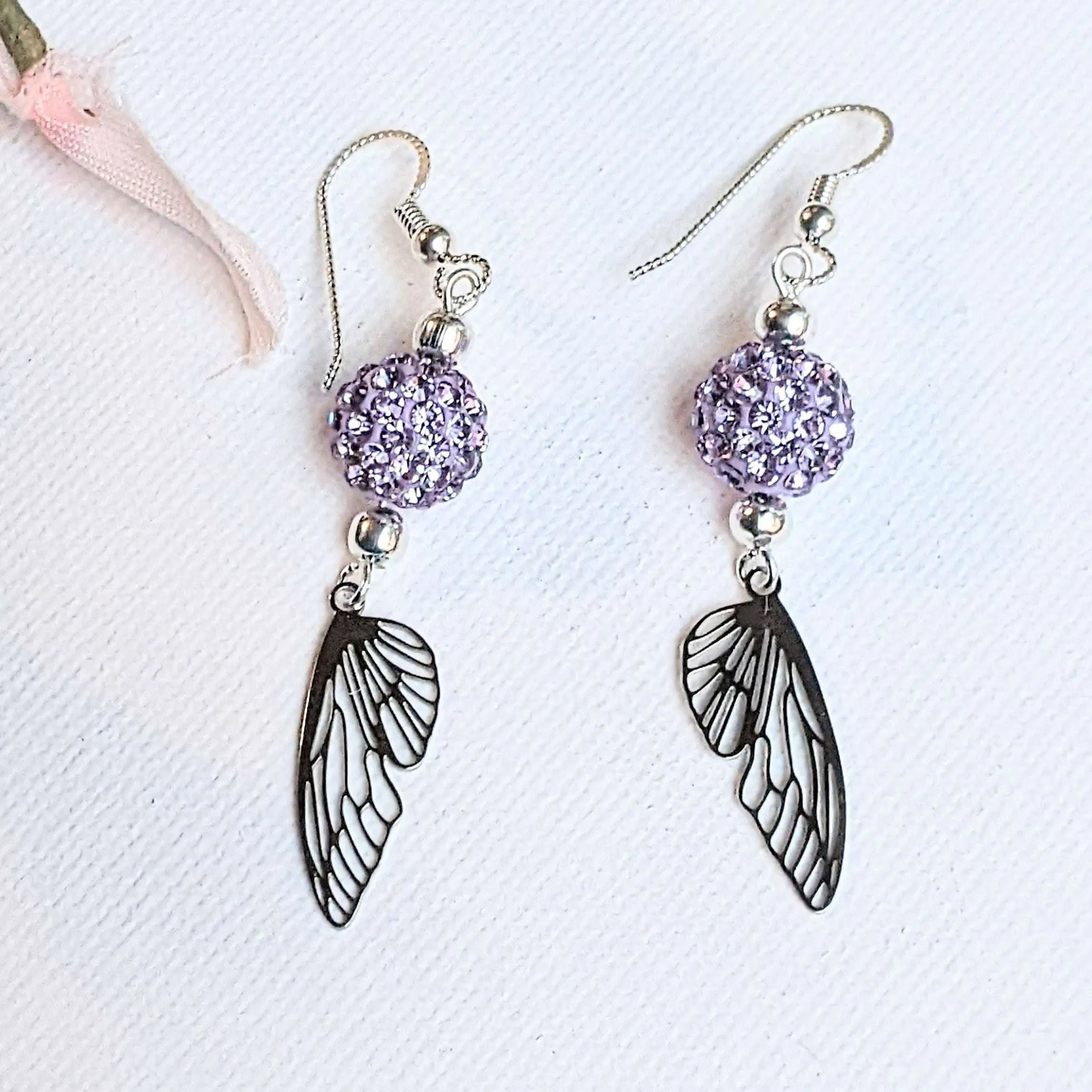 Silver Fairy/Butterfly Wing dangle earrings