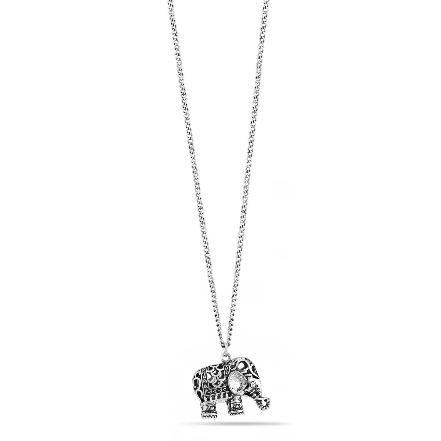 SILVER FILIGREE ELEPHANT PENDANT NECKLACES #SWR-CP5336A SIL (FD2-FB3)