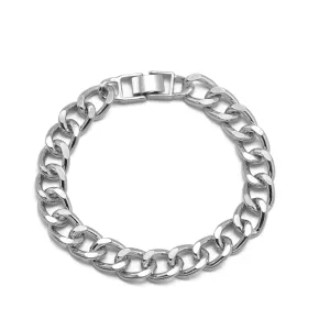 SILVER FLAT CURB CHAIN BRACELET #HNB90466SL (XD17)