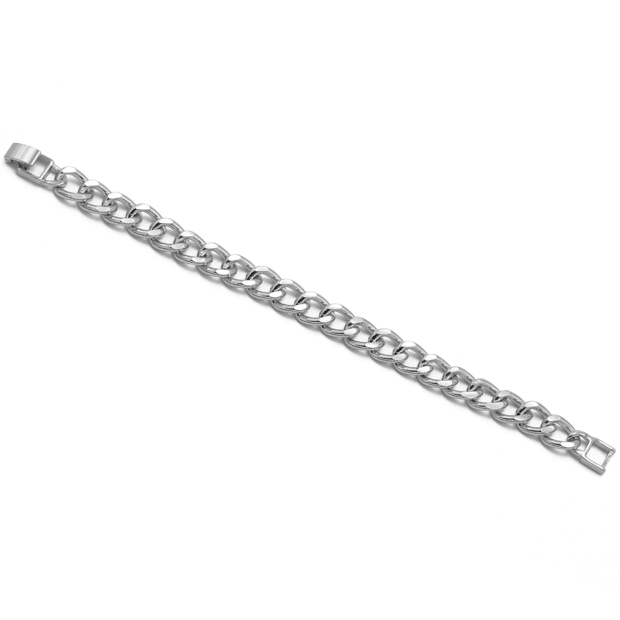 SILVER FLAT CURB CHAIN BRACELET #HNB90466SL (XD17)