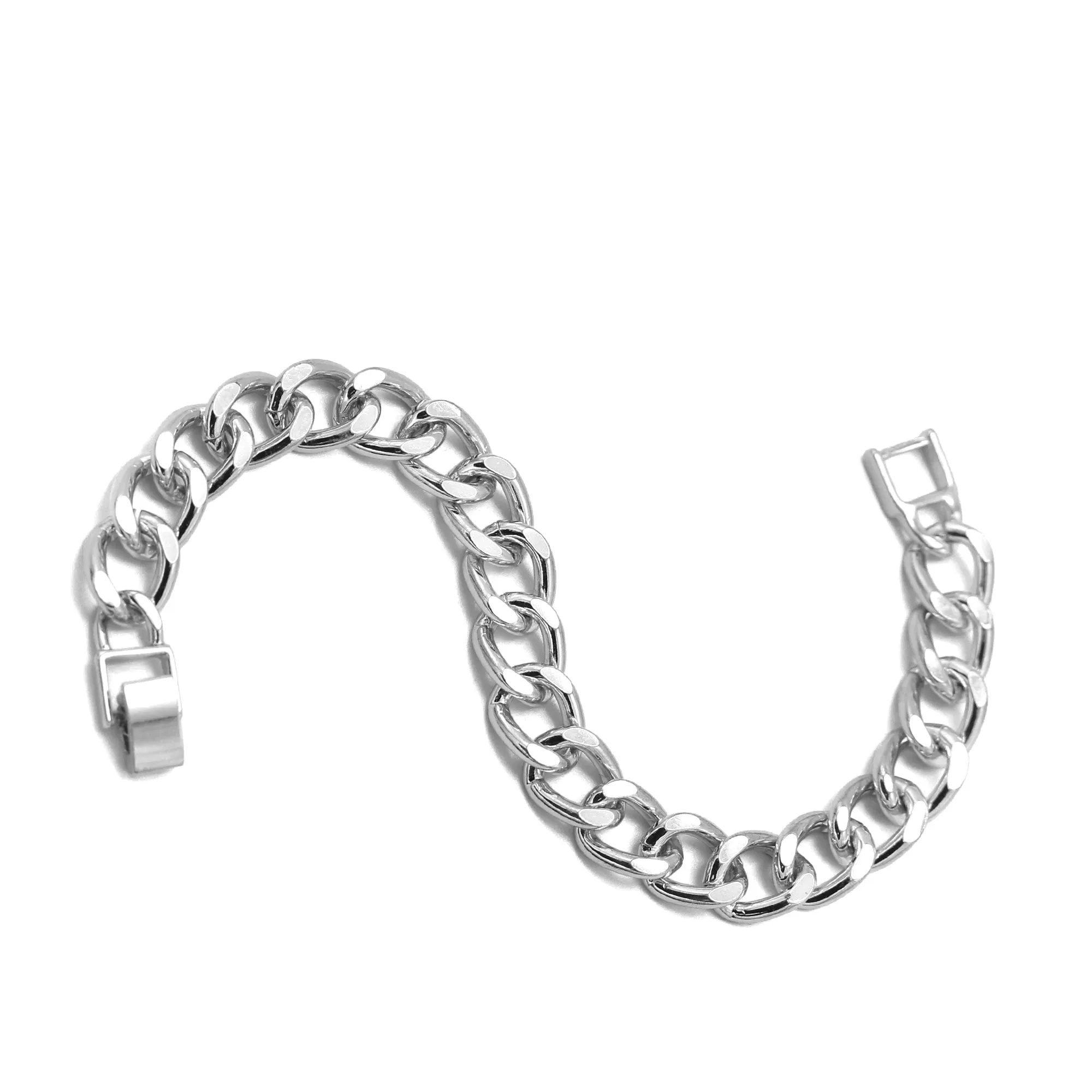 SILVER FLAT CURB CHAIN BRACELET #HNB90466SL (XD17)