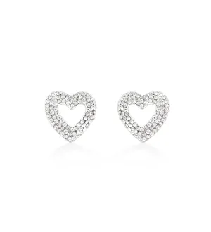 SILVER HEART CRYSTAL STUD  EARRINGS #ADX6800008 (SHC8)