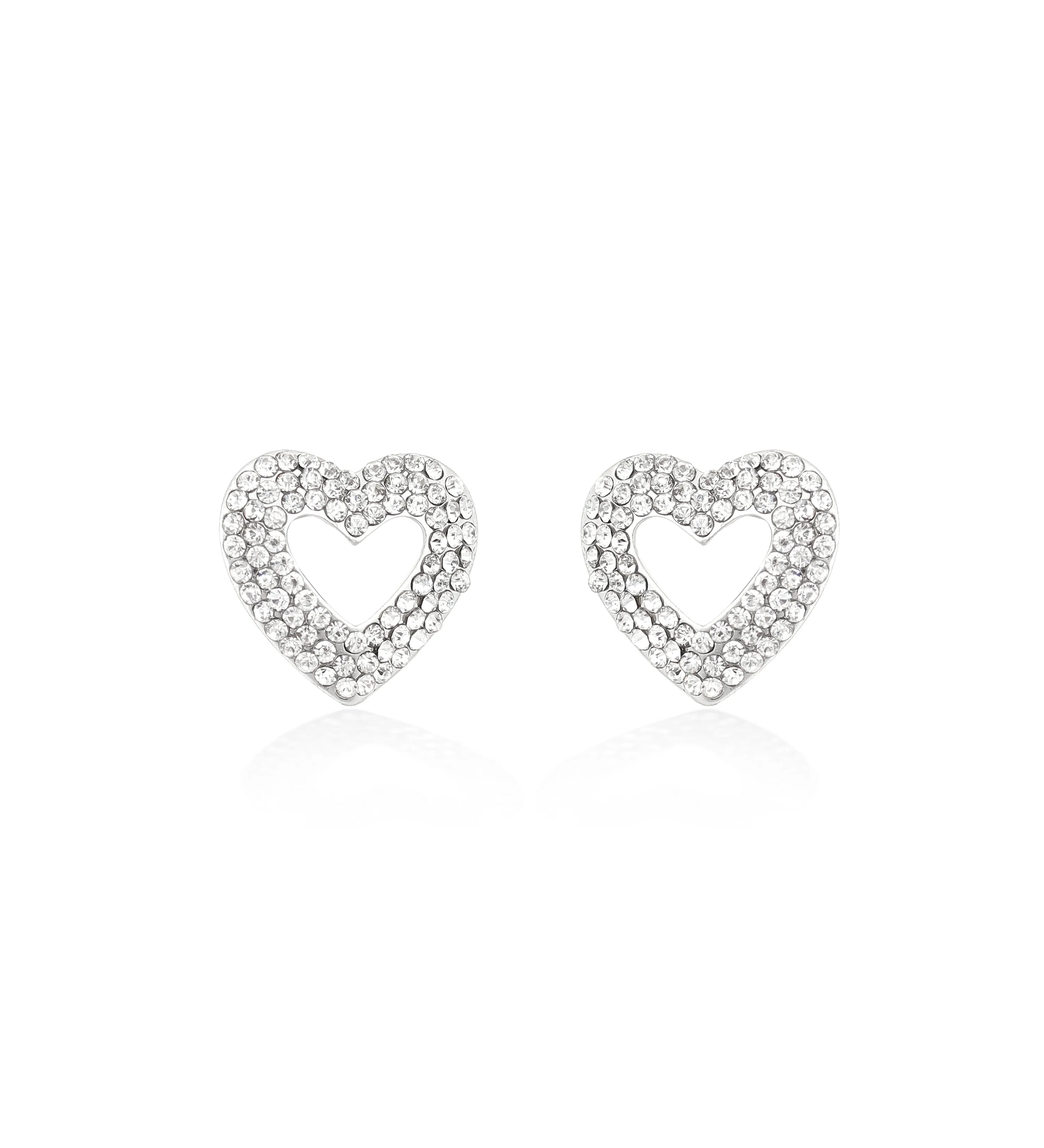 SILVER HEART CRYSTAL STUD  EARRINGS #ADX6800008 (SHC8)