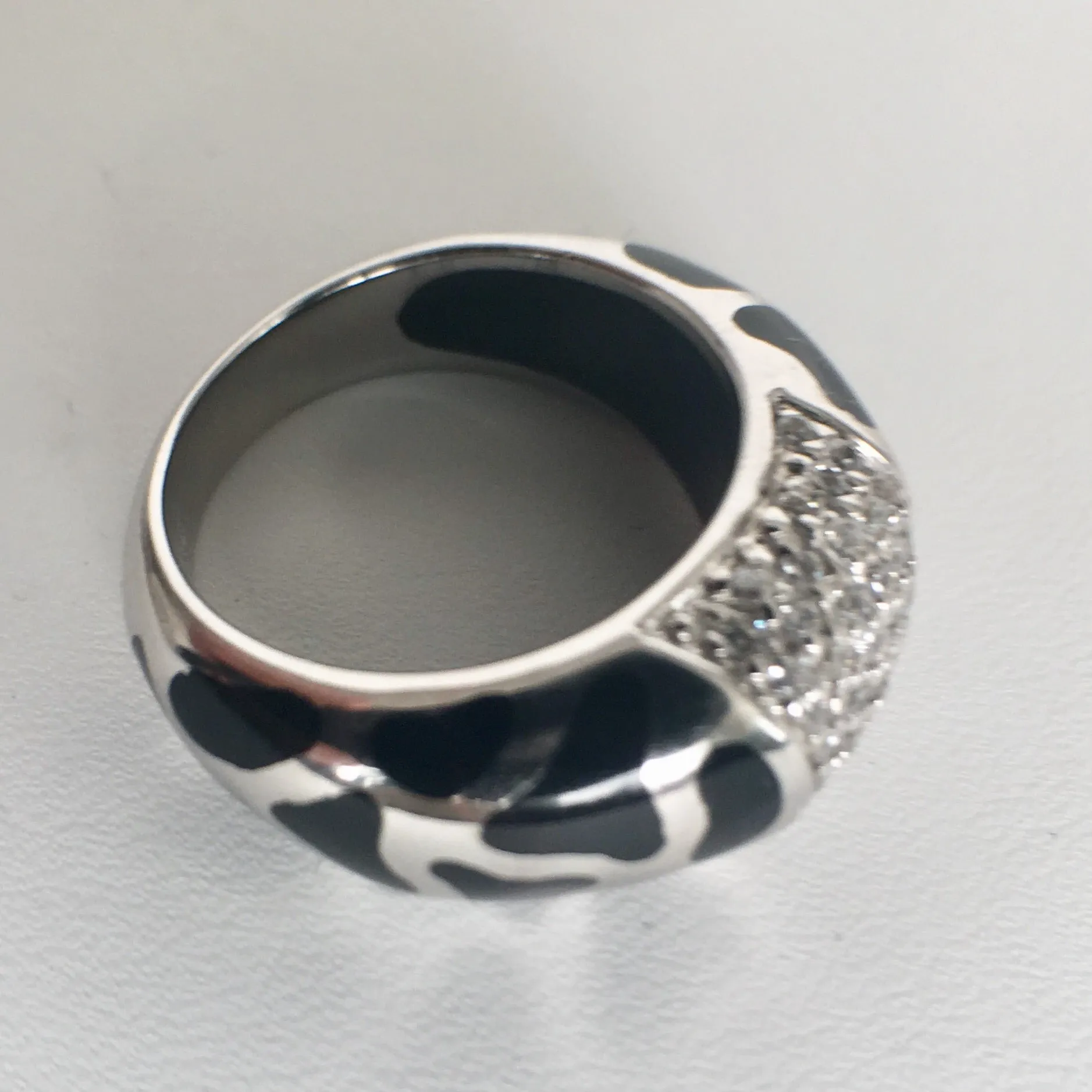 Silver Leopard Spotted Ring with CZs