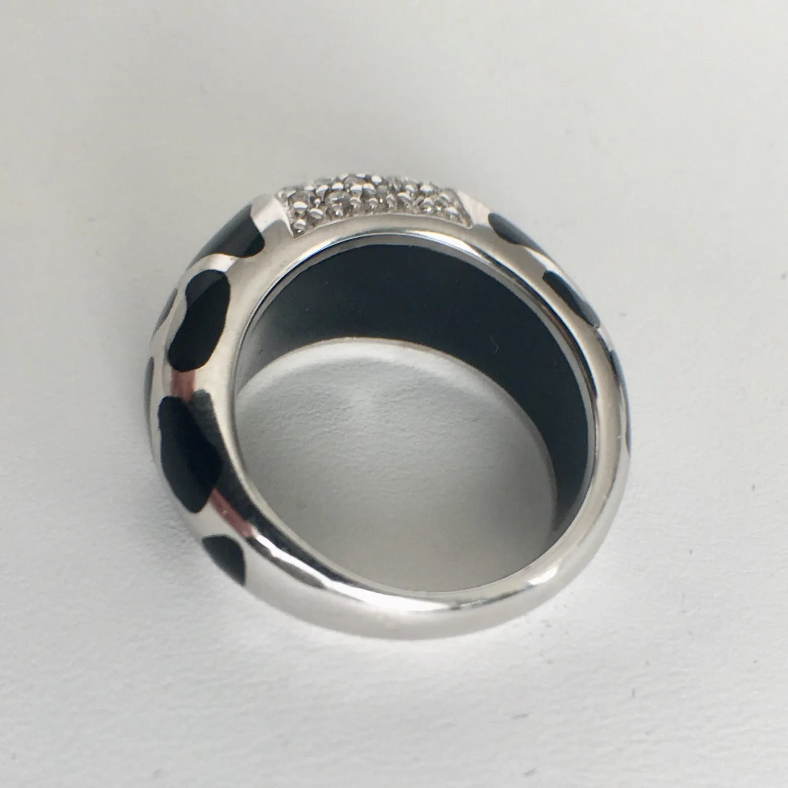 Silver Leopard Spotted Ring with CZs