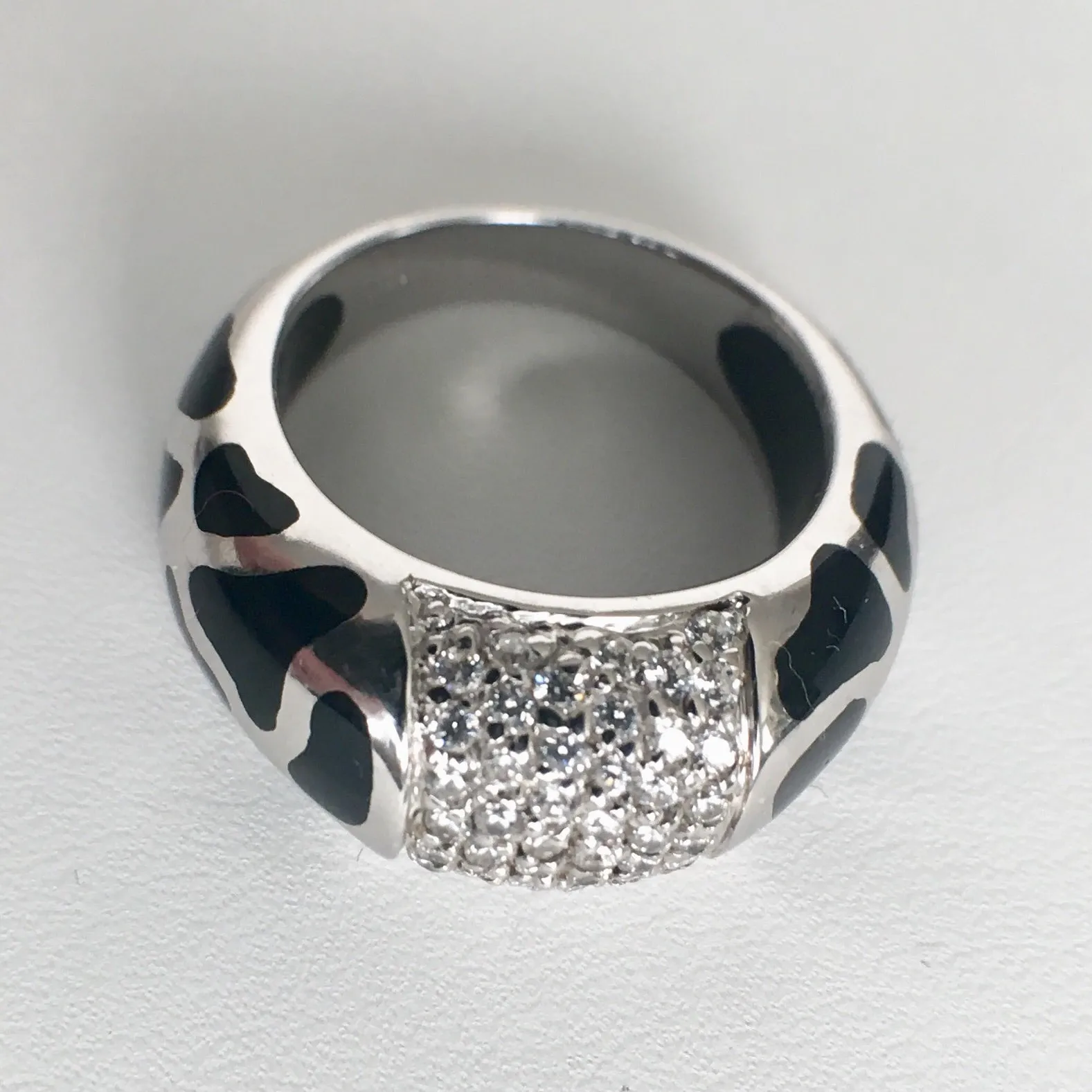 Silver Leopard Spotted Ring with CZs