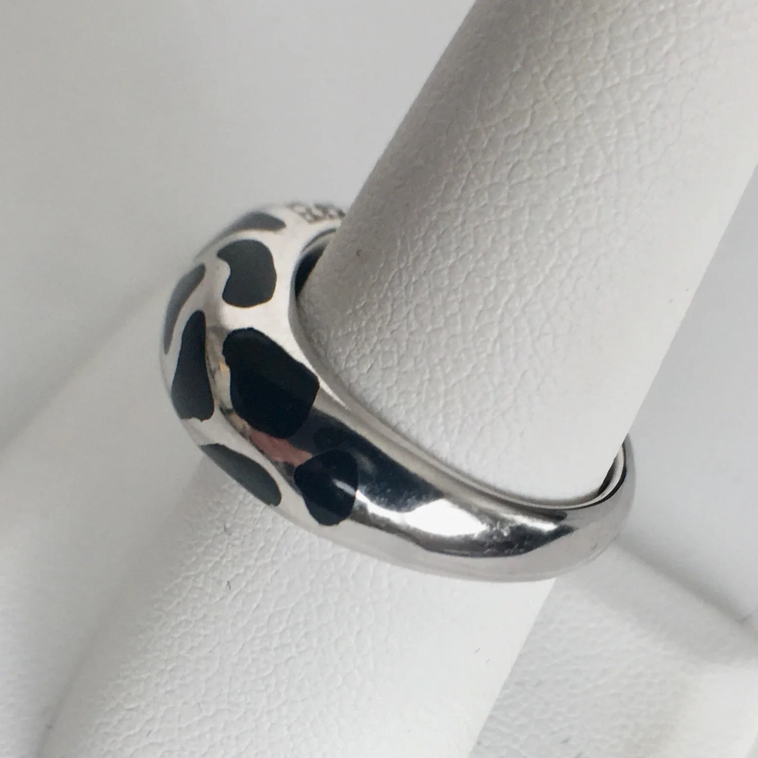 Silver Leopard Spotted Ring with CZs