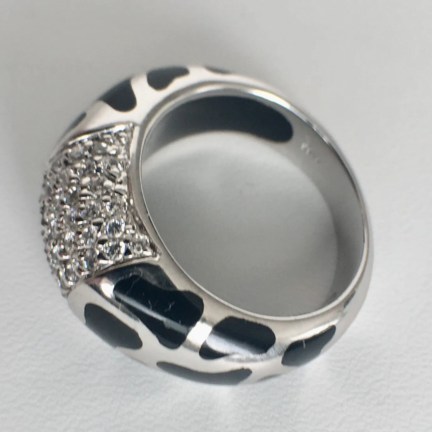 Silver Leopard Spotted Ring with CZs