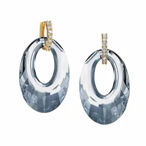 Silver Night Oval Drop Earrings