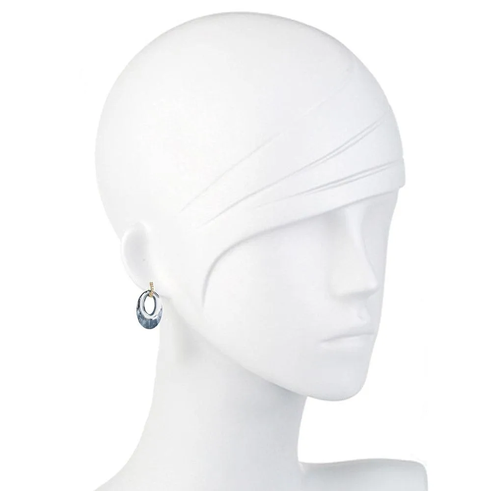 Silver Night Oval Drop Earrings