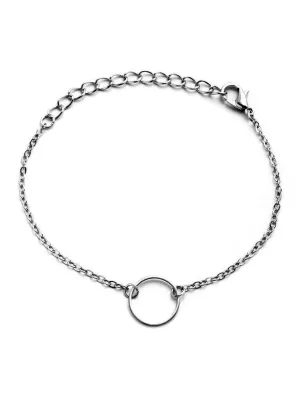 Silver Plated Hollow Circle Chain Bracelet