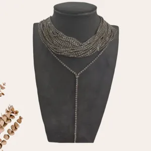 Silver Rhinestone Chain Necklace