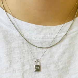 Silver Smiley Lock Necklace