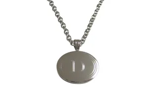 Silver Toned Etched Oval Letter D Monogram Pendant Necklace