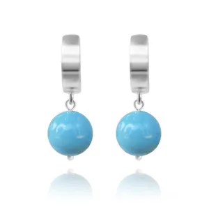 Silver Turquoise Pearl Earrings with Swarovski Crystal
