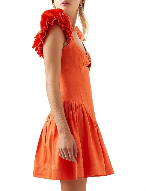 Simone Frill Sleeve Mini Dress | Orange